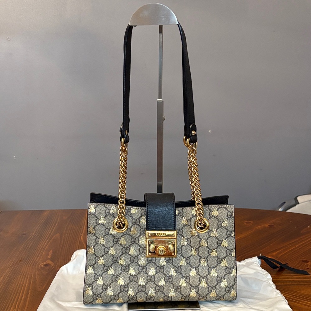 Gucci Padlock Small GG Bees Shoulder Bag